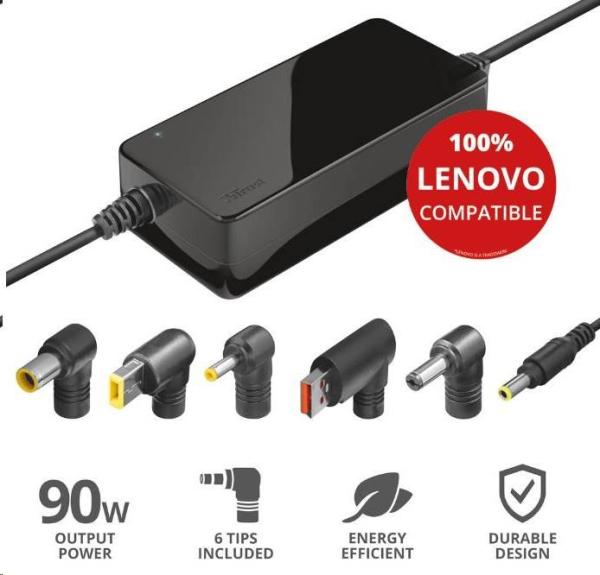 Napájací adaptér TRUST MAXO pre notebooky LENOVO 90 W,  vrátane. koncové uzávery