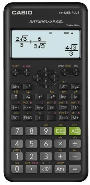 CASIO kalkulačka FX 82ES PLUS 2E,  černá,  školní,  desetimístná