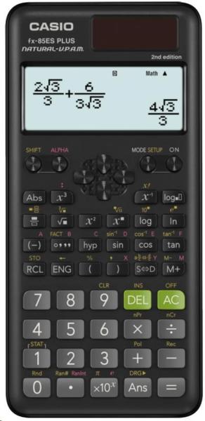 CASIO kalkulačka FX 85 ES Plus 2E,  černá,  školní,  desetimístná