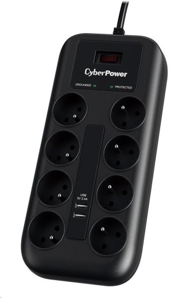 CyberPower Surge Buster™ 8 zásuviek,  2xUSB,  1.8m,  nové0