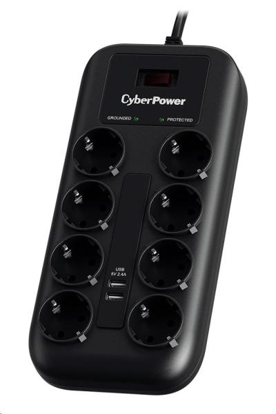 CyberPower Surge Buster™ 8 zásuviek, 2xUSB, 1.8m, nemecký, nový