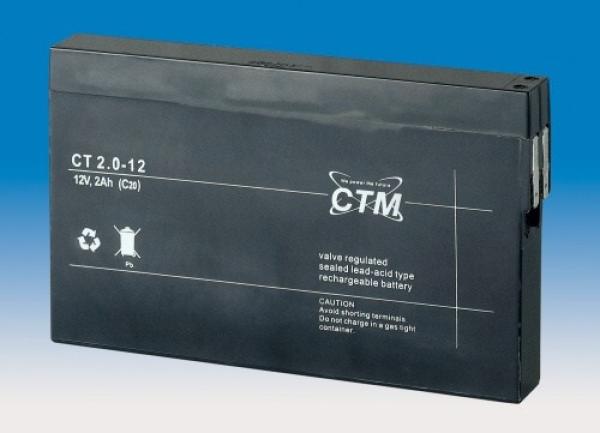 Batéria - CTM CT 12-2, 0 (12V/ 2, 0Ah - Faston 187),  životnosť 5 rokov