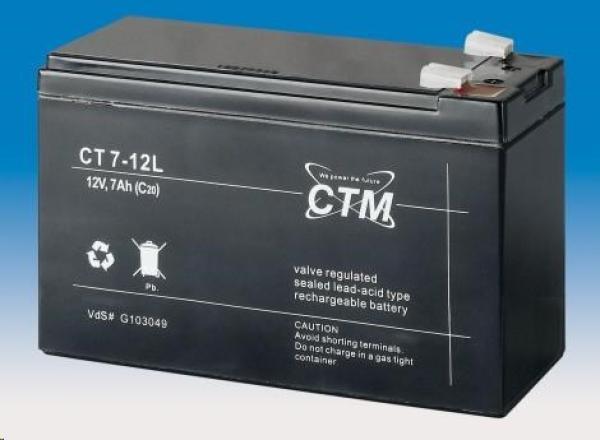 Batéria - CTM CT 12-7L (12V/ 7Ah - Faston 250),  životnosť 5 rokov