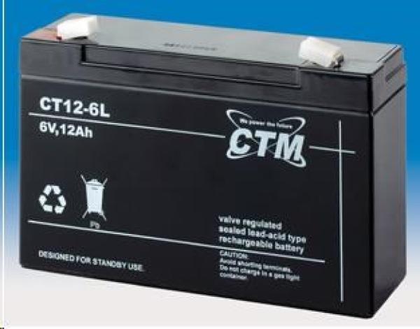 Batéria - CTM CT 6-12L (6V/ 12Ah - Faston 250),  životnosť 5 rokov