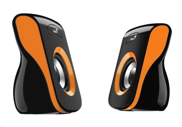 Reproduktory GENIUS SP-Q180 Orange,  2.0,  6 W,  napájanie USB,  3, 5" jack,  čierna a oranžová1