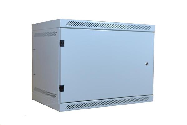 LEXI-Net 19" nástěnný rozvaděč 9U 600x400,  nosnost 60 kg,  plné dveře,  svařovaný,  šedý