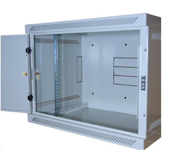 LEXI-Net 19" nástěnný rozvaděč 9U 600x400,  nosnost 60 kg,  plné dveře,  svařovaný,  šedý1