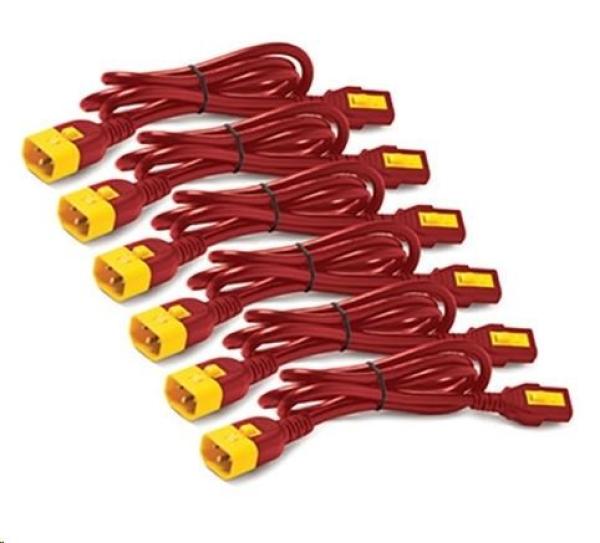 Súprava napájacích káblov APC (6 ks),  uzamykateľná,  C13 na C14,  1.2 m,  červená