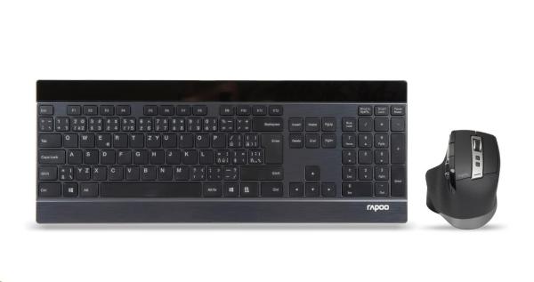 Súprava klávesnice a myši RAPOO 9900M multirežimová bezdrôtová ultratenká CZ/ SK,  čierna