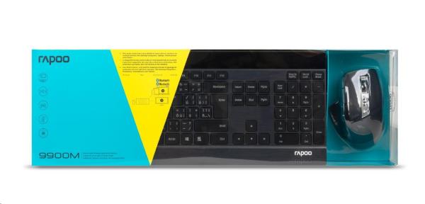 Súprava klávesnice a myši RAPOO 9900M multirežimová bezdrôtová ultratenká CZ/SK, čierna6