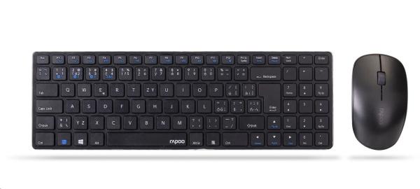 Súprava klávesnice a myši RAPOO 9300M,  bezdrôtová viacrežimová tenká myš a ultratenká klávesnica,  čierna