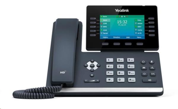 IP telefón Yealink SIP-T54W,  4, 3" 480x272 LCD,  27 prog tl.2x10/ 100/ 1000,  Wi-Fi,  Bluetooth,  PoE,  16xSIP,  1xUSB,  bez adap1