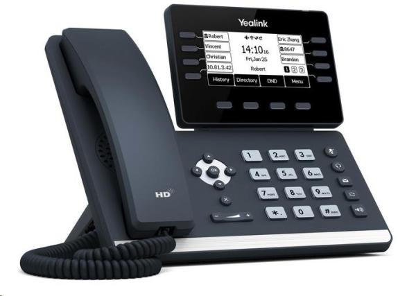 IP telefón Yealink SIP-T53W, 3,7" 360x160 LCD, 21 prog tl., 2x10/100/1000,Wi-Fi, Bluetooth,PoE,12xSIP, 2xUSB,bez adapté