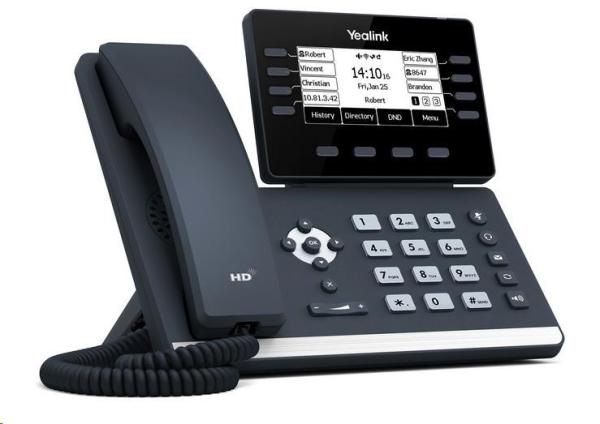 IP telefón Yealink SIP-T53,  2, 8" 320x240 LCD,  8 prog tl.2x10/ 100/ 1000,  PoE, 12xSIP,  1xUSB,  bez adaptéra1