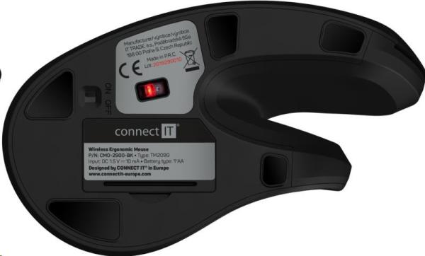 CONNECT IT FOR HEALTH Ergonomická vertikálna myš (+ 1x batéria AA zdarma) bezdrôtová,  čierna4