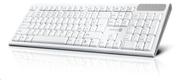 CONNECT IT Multimediální bezdrátová klávesnice,  (+2x AAA baterie zdarma),  CZ + SK verze,  bílá1