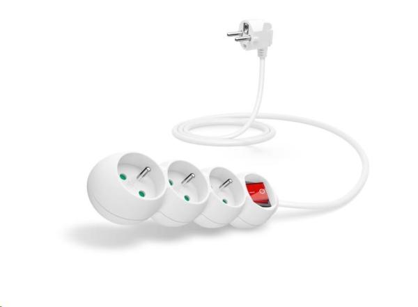 Predlžovací kábel CONNECT IT 230 V,  3 zásuvky,  1, 5 m,  s vypínačom (biely)