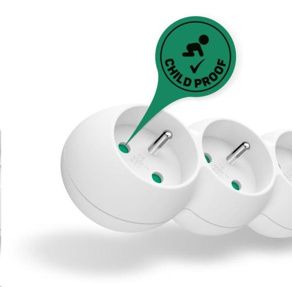 Predlžovací kábel CONNECT IT 230 V,  3 zásuvky,  1, 5 m,  s vypínačom (biely)0