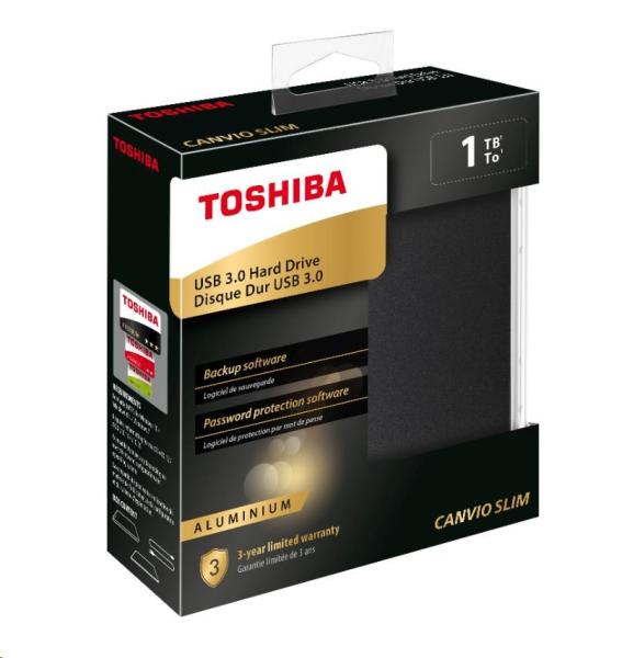 TOSHIBA HDD CANVIO SLIM 1TB,  2, 5",  USB 3.2 Gen 1,  čierna1