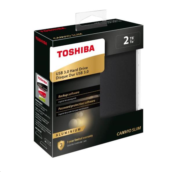 TOSHIBA HDD CANVIO SLIM 2TB,  2, 5",  USB 3.2 Gen 1,  čierna7