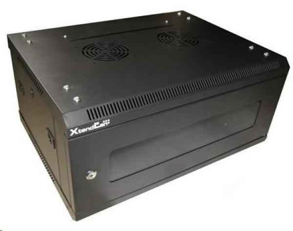 XtendLan 19" nástěnný rozvaděč 4U 600x450,  nosnost 60 kg,  skleněné kouřové dveře,  svařovaný,  černý