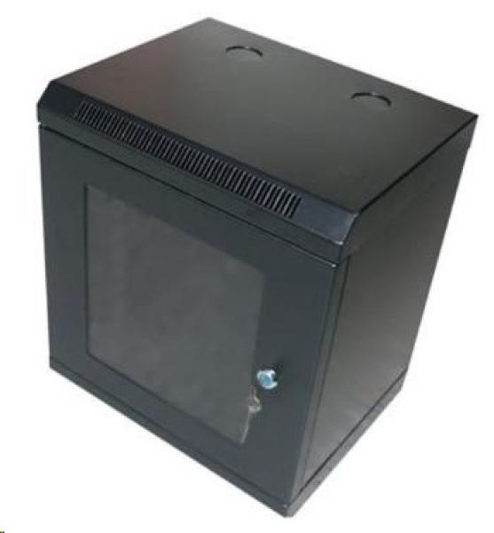 XtendLan 10" nástěnný rozvaděč 12U 350x280,  nosnost 50 kg,  dveře z plexiskla,  svařovaný,  černý