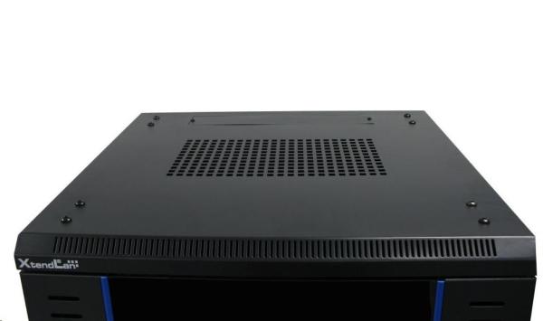 XtendLan 19" stojanový rozvaděč 42U 600x600,  nosnost 800kg,  skleněné dveře,  plná záda,  kolečka, černý3