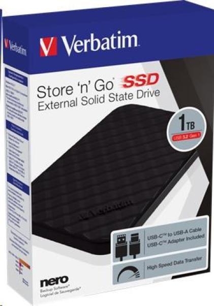 VERBATIM externý SSD disk 256 GB Store ´n´ Go Portable USB3.2 Gen 1,  čierna1