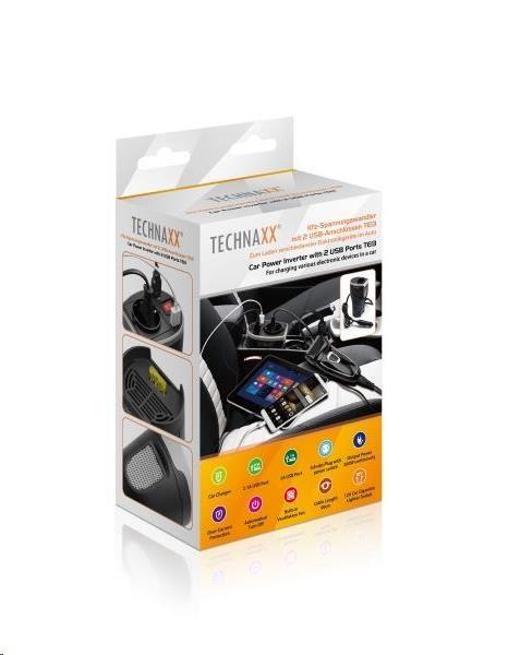 Technaxx nabíječka do auta s měničem, 1x 230V, 2x USB (1x 1A, 1x 2,1A)5