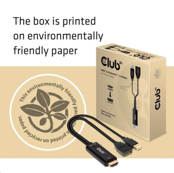 Club3D Aktívny adaptér HDMI na DisplayPort 4K60Hz,  M/ F2