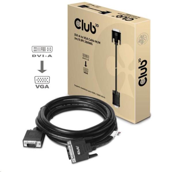 Club3D kábel DVI-A na VGA,  3 m,  28 AWG