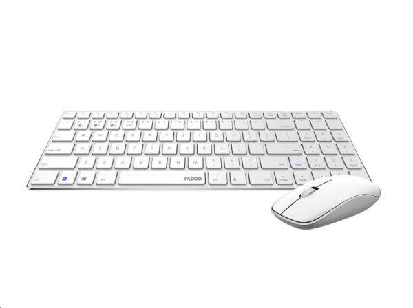 Súprava klávesnice a myši RAPOO 9300M,  bezdrôtová,  viacrežimová tenká myš,  ultratenká klávesnica,  biela3