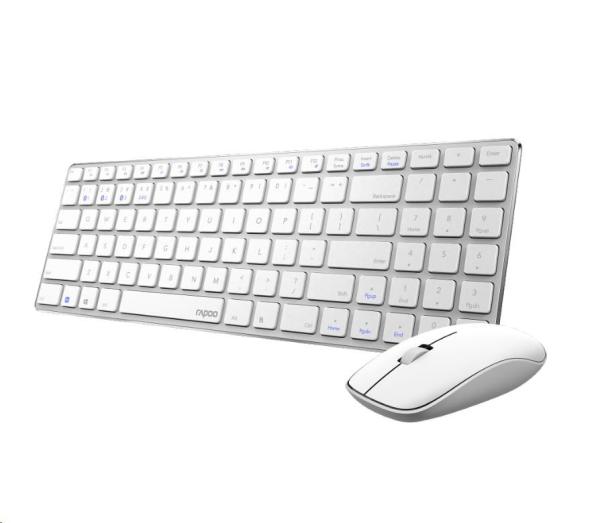 Súprava klávesnice a myši RAPOO 9300M,  bezdrôtová,  viacrežimová tenká myš,  ultratenká klávesnica,  biela2