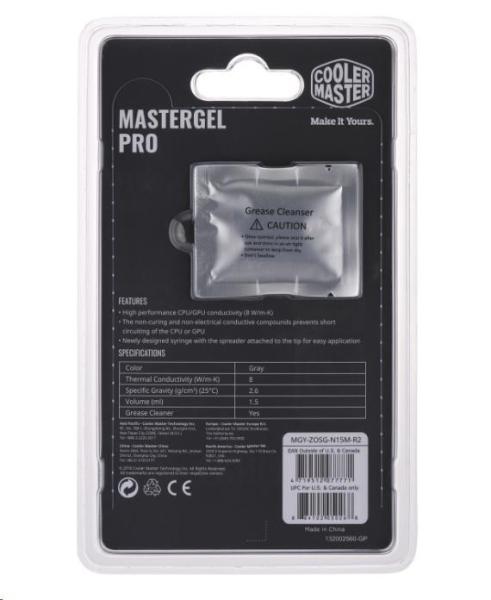 Tepelná pasta Cooler Master pre CPU Master Gel Pro V2,  tep. vodivosť 8 W.m,  1.5 ml,  4 g,  sivá7