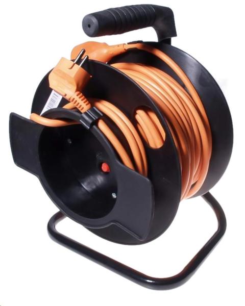 PREMIUMCORD Predlžovací kábel 230V bubon 25m, čierny
