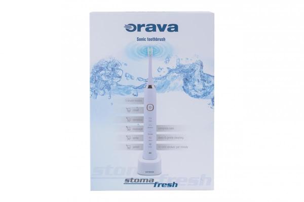 Orava Stomafresh sonický zubní kartáček,  5 režimů,  cestovní pouzdro,  časovač,  bílá5