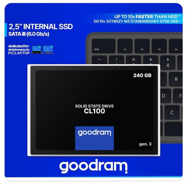 GOODRAM SSD CL100 Gen.3 240 GB SATA III 7 mm,  2, 5" (R: 520 MB/ s; W 400 MB/ s)6