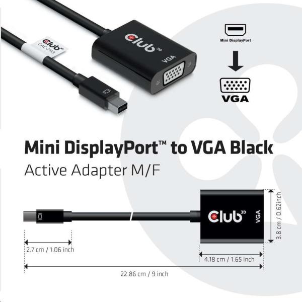 Aktívny adaptér Club3D Mini DisplayPort na VGA3
