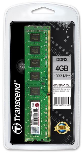 TRANSCEND TSRam™ DDR3 4GB 1333MHz DIMM,  256Mx8 CL9,  maloobchod0