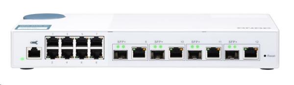 QNAP riadený switch QSW-M408-4C (12 portov: 8x Gigabit port + 4x 10G SFP+ / 10GbE kombo porty)