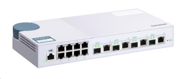 QNAP riadený switch QSW-M408-4C (12 portov: 8x Gigabit port + 4x 10G SFP+ / 10GbE kombo porty)2