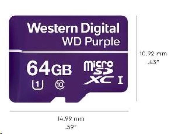 Karta WD MicroSDXC 64 GB fialová WDD064G1P0C Trieda 10,  16 TBW1