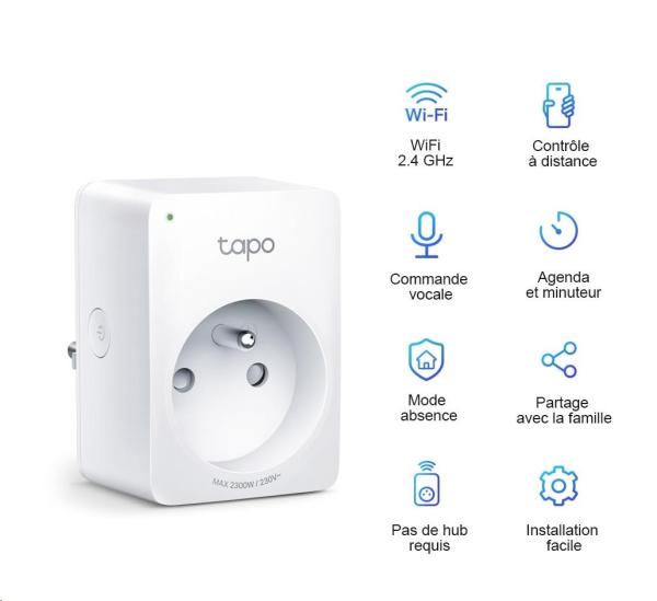 TP-Link Tapo P100(2-pack) chytrá WiFi mini zásuvka (2300W,10A,2,4 GHz,BT)1