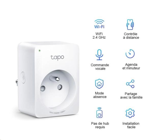 TP-Link Tapo P100(2-pack) chytrá WiFi mini zásuvka (2300W, 10A, 2, 4 GHz, BT)1