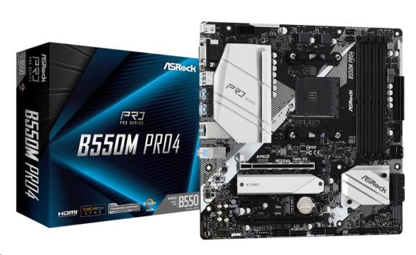 ASRock MB Sc AM4 B550M PRO4,  AMD B550,  4xDDR4,  HDMI,  DP4
