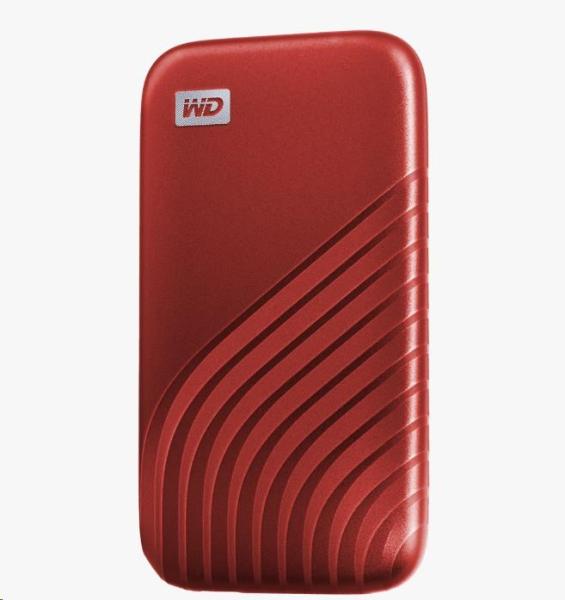 SanDisk WD My Passport SSD externý 500 GB ,  USB-C 3.2 ,  1050/ 1000MB/ s R/ W PC a Mac ,  červená2