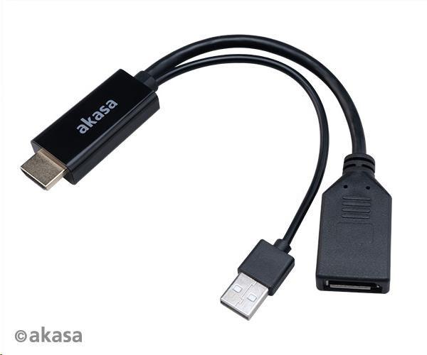 AKASA redukcia z HDMI na DisplayPort,  s napájacím káblom USB 4K@60Hz,  25 cm