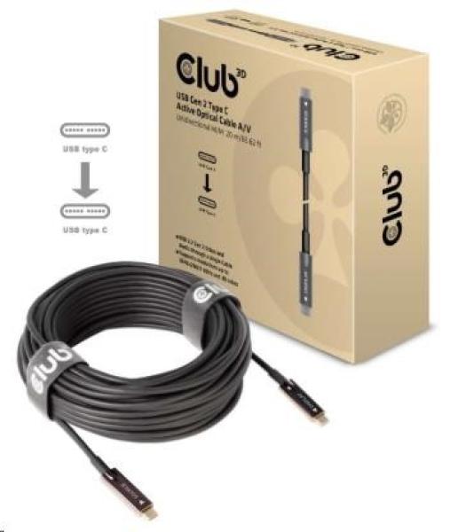 Kábel USB Club3D 3.2 Typ C Gen2,  aktívny,  (M/ M),  20 m,  optický,  aktívny,  jednosmerný