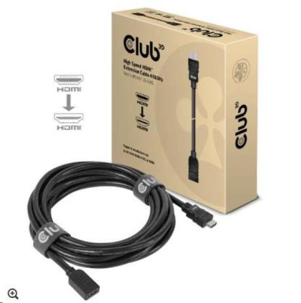 Club3D Kabel prodlužovací Rychlý HDMI 4K60HZ (M/F), 5m, černá, 26 AWG
