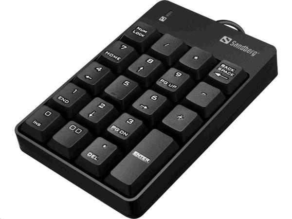 Numerická klávesnica Sandberg,  USB,  čierna